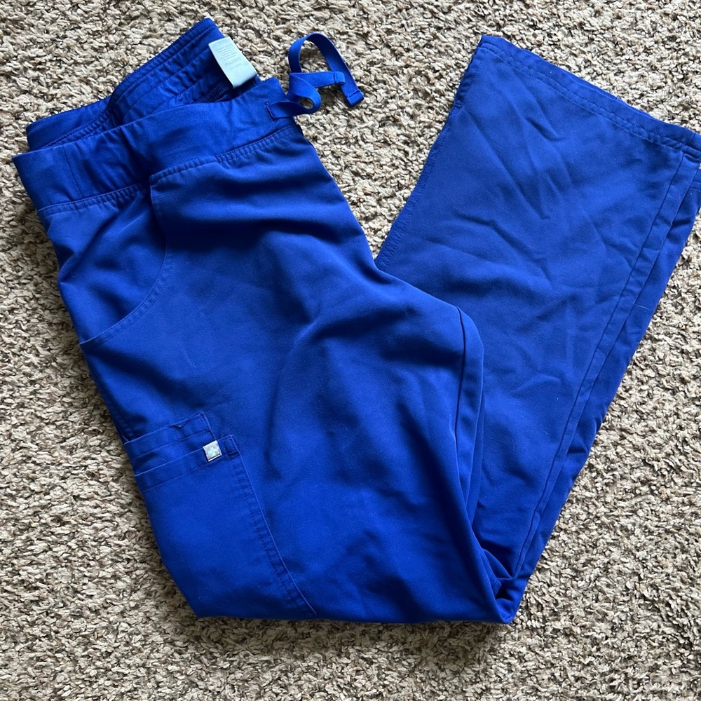 Figs Blue Cargo Pants with Elastic Waistband and Durable Fabric